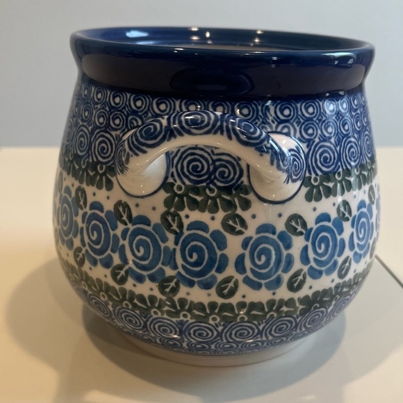 Ceramika Artystyczna Artistic Ceramic Polish Painted Rose Pottery Jar W/ Handles - Picture 6 of 10